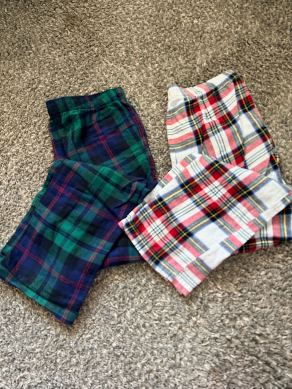 Old Navy Adult Plaid Flannel Pajama Pants - Green & Red Plaid - set of two
